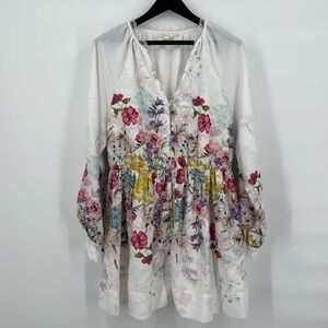 Anthropologie by Let Me Be Meadow Painted Floral‎ Mini Dress Size XL Feminine